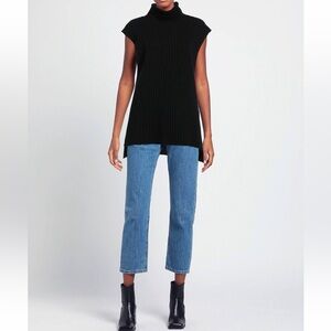 Cashmere Black Sleeveless Turtleneck Sweater Dress